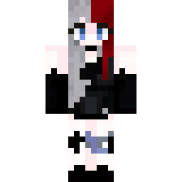 Gray-Haired Character with Crimson Bangs and Black Cracks — Skin pública de la comunidad