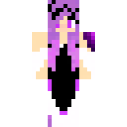 Goddess in Long Black Dress with Purple-Tipped White Hair — Public community skin